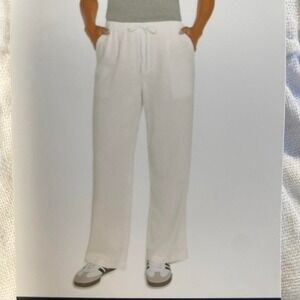 NWT Gap White Linen Pant XS Relaxed Fit Drawstring/Elastic Waist Beach Resort